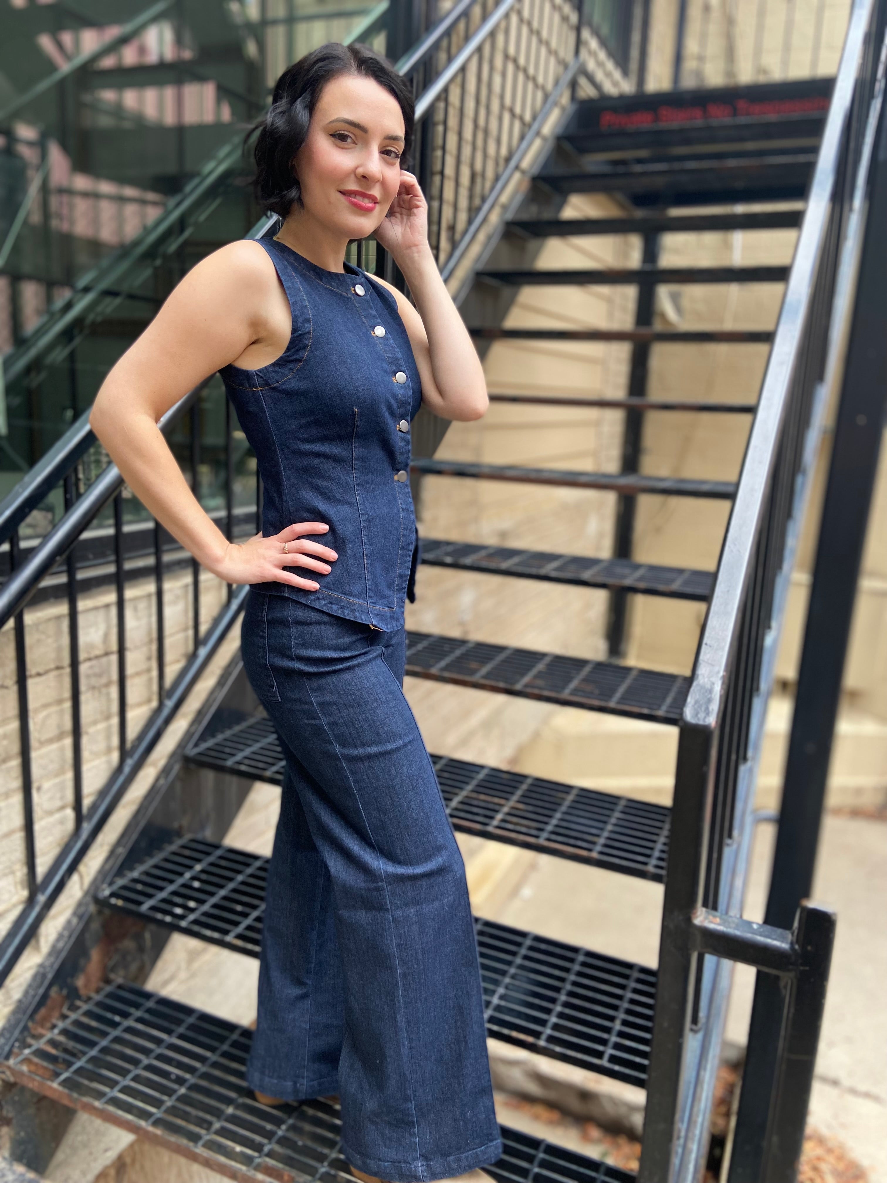 Stephani Denim Sleeveless Vest