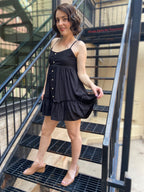 Katie Black Button Down Mini Dress - MK Threads Boutique