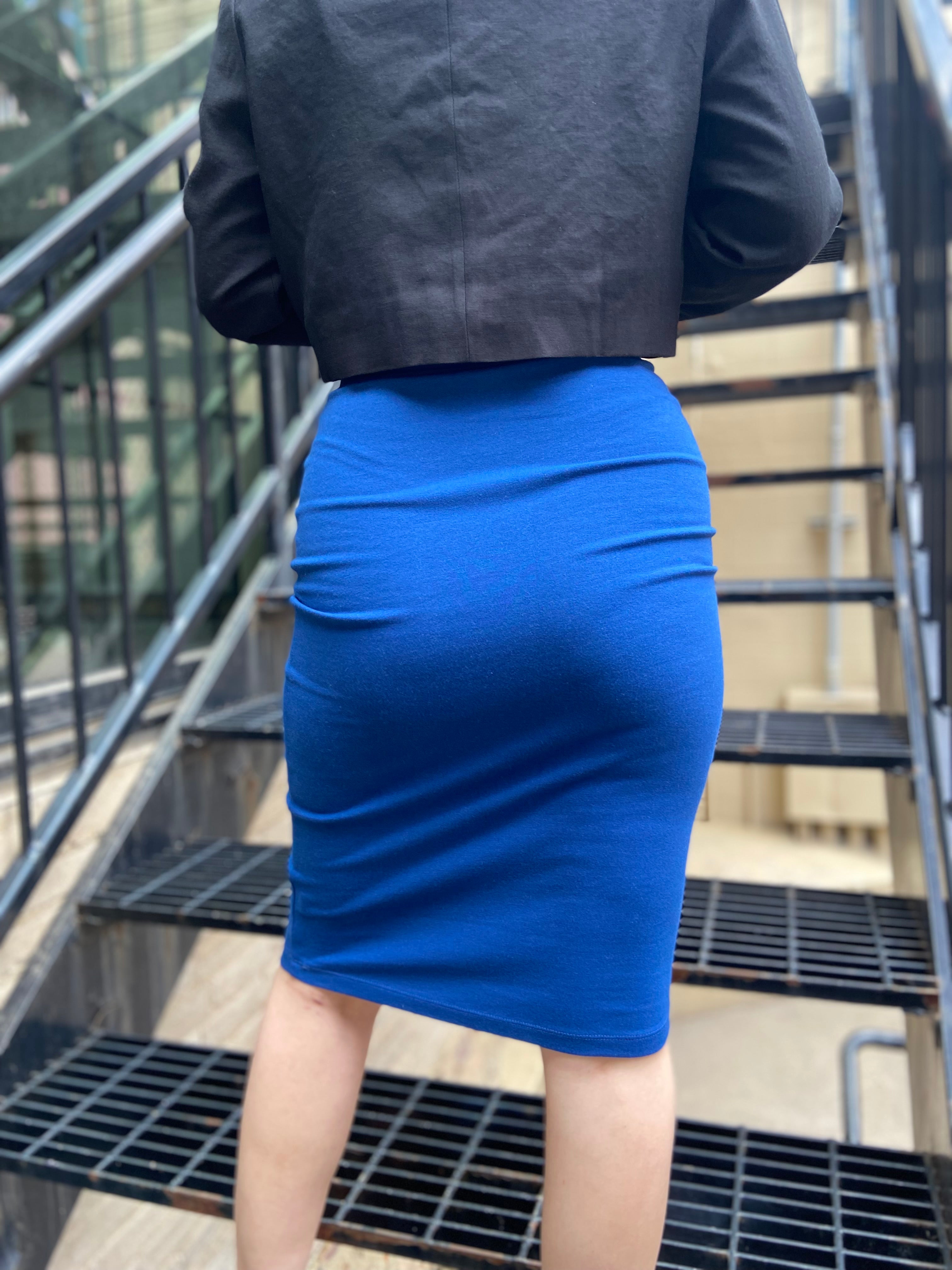 Cassie Navy Blue Spandex Pencil Skirt - MK Threads Boutique