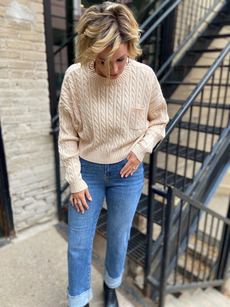 Rachel Ivory Cable Knit Sweater