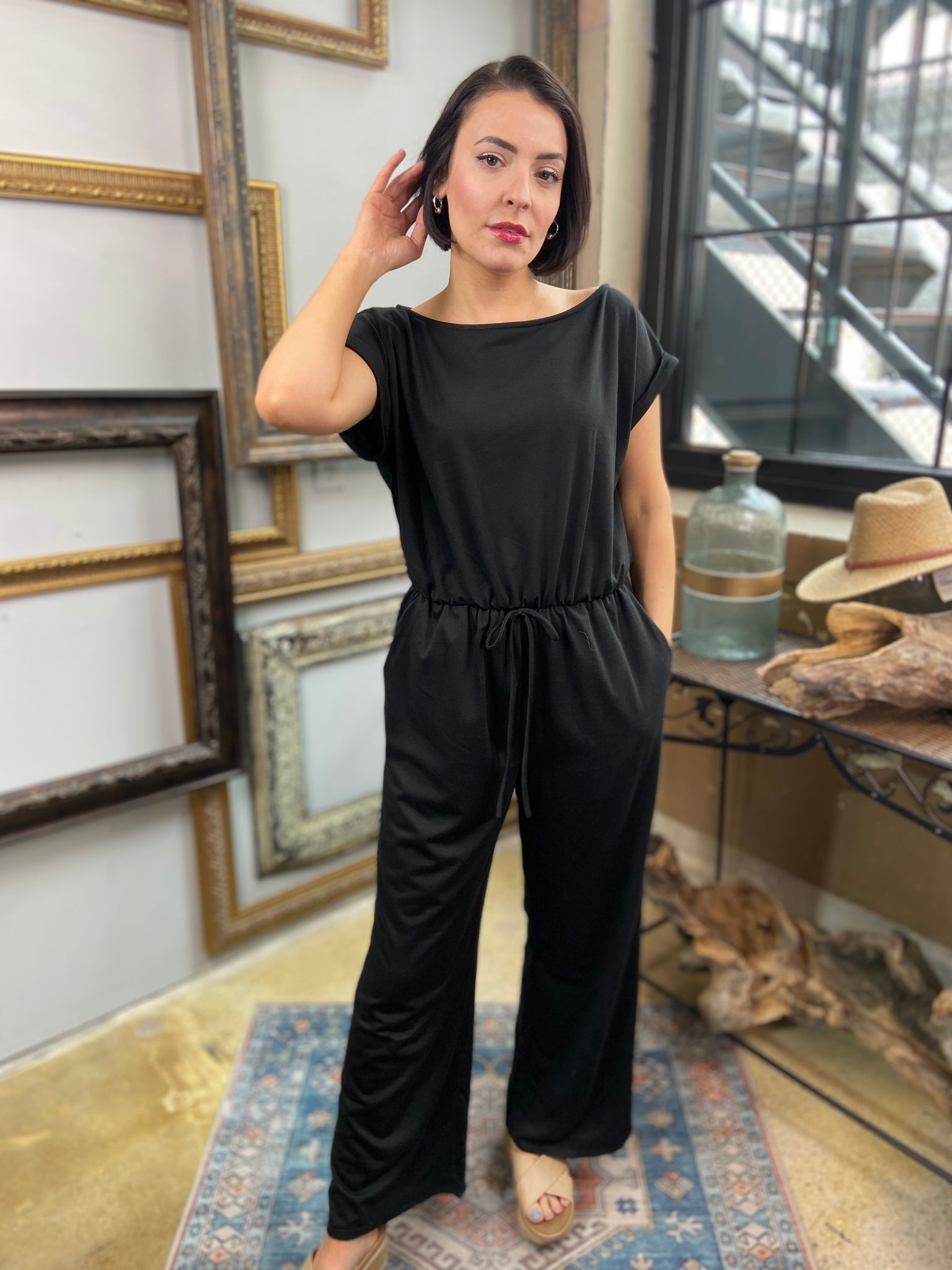 Aero Black Wide Leg Jumpsuit