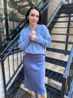 Lisa Blue Satin Midi Skirt