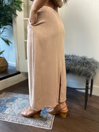 Source Beige Tie Waist Linen Midi Skirt - MK Threads Boutique