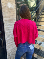 Kylie Pink Lightweight Knit Cropped Sweater