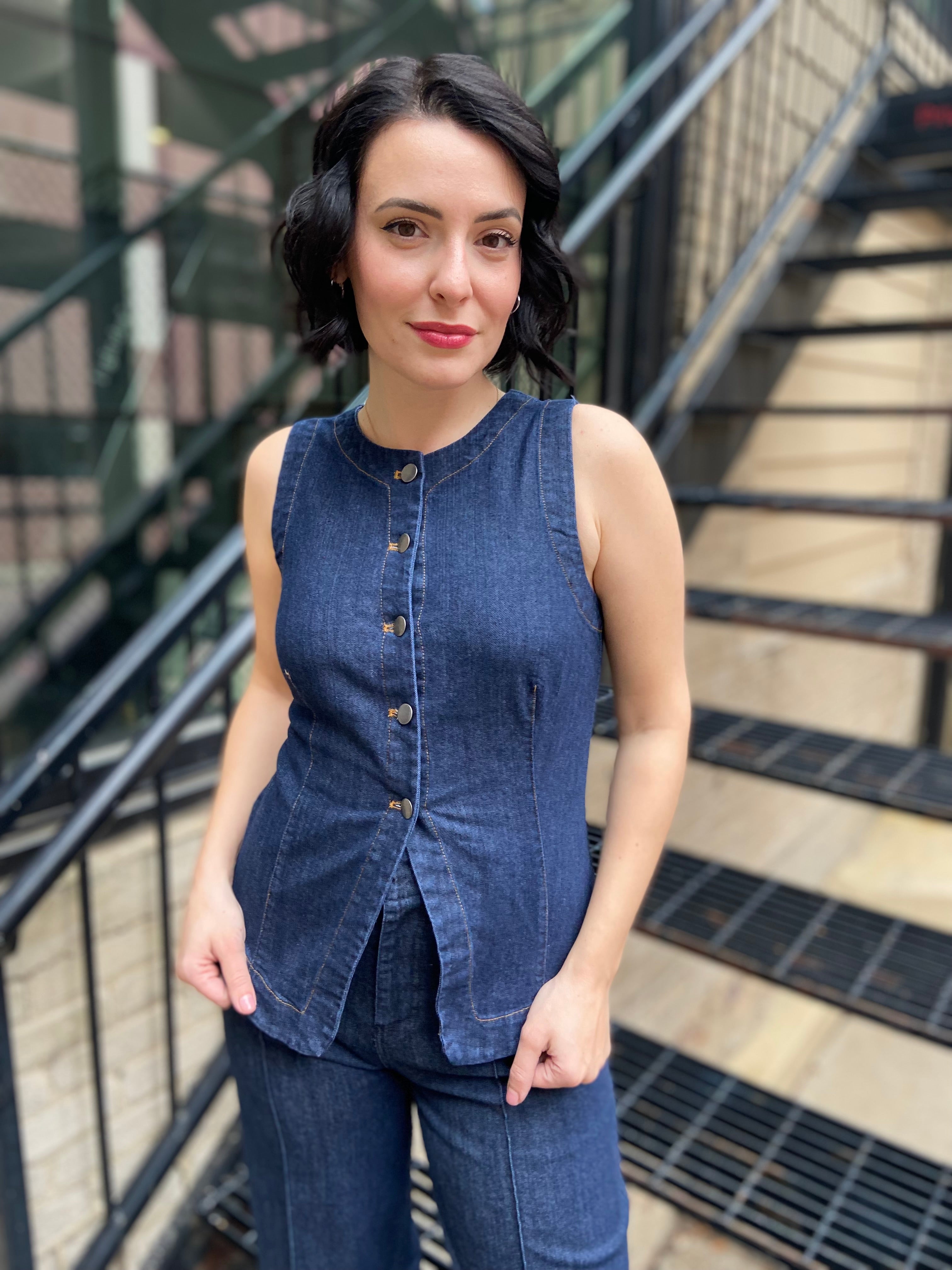 Stephani Denim Sleeveless Vest