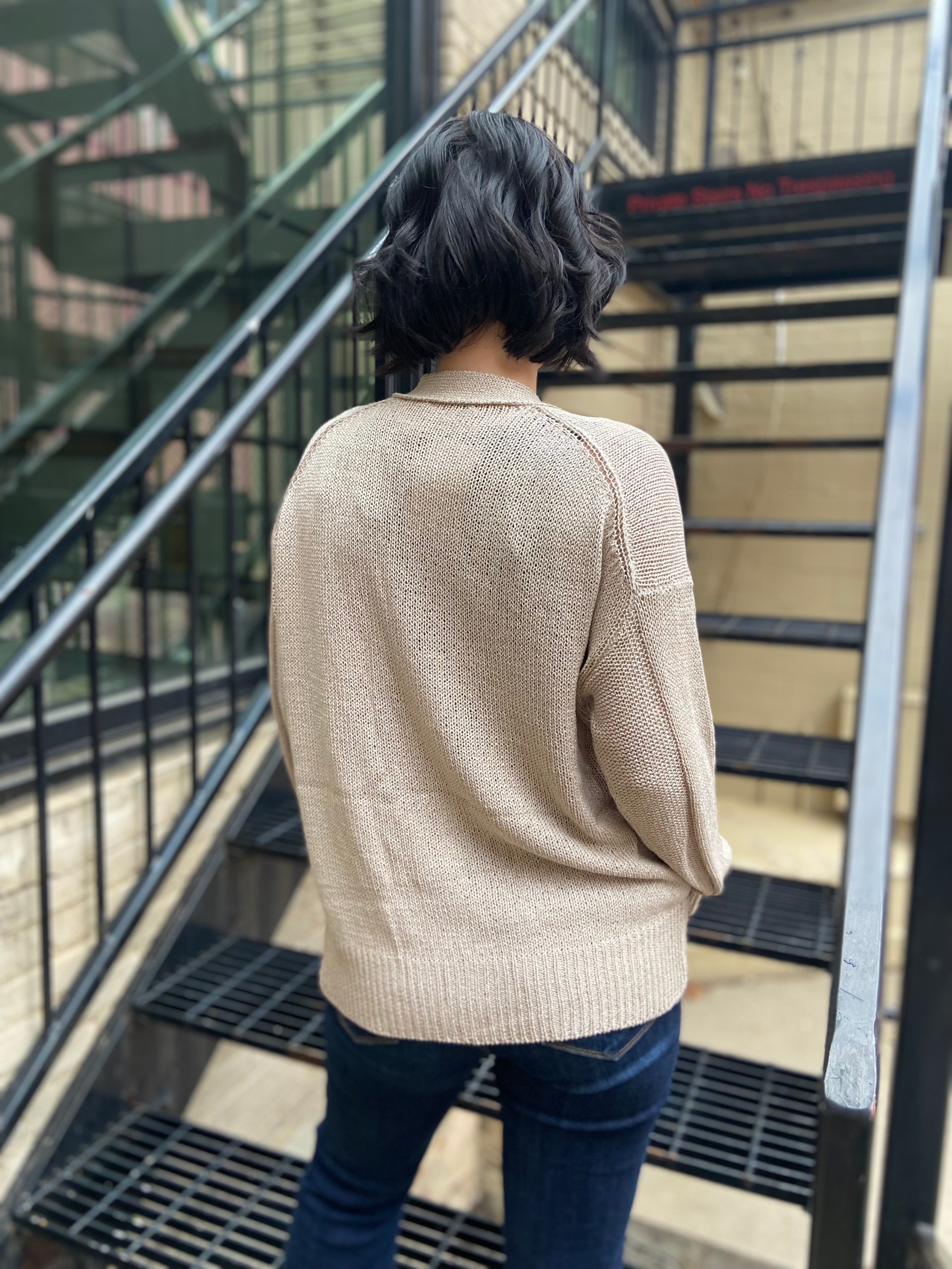 Allisa Beige Button Down Cardigan