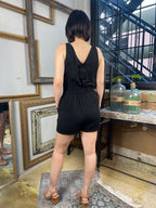 Cynthia Black Shoulder Knot Sleeveless Romper