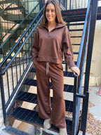 Romi Brown Scuba Drawstring Sweatpants