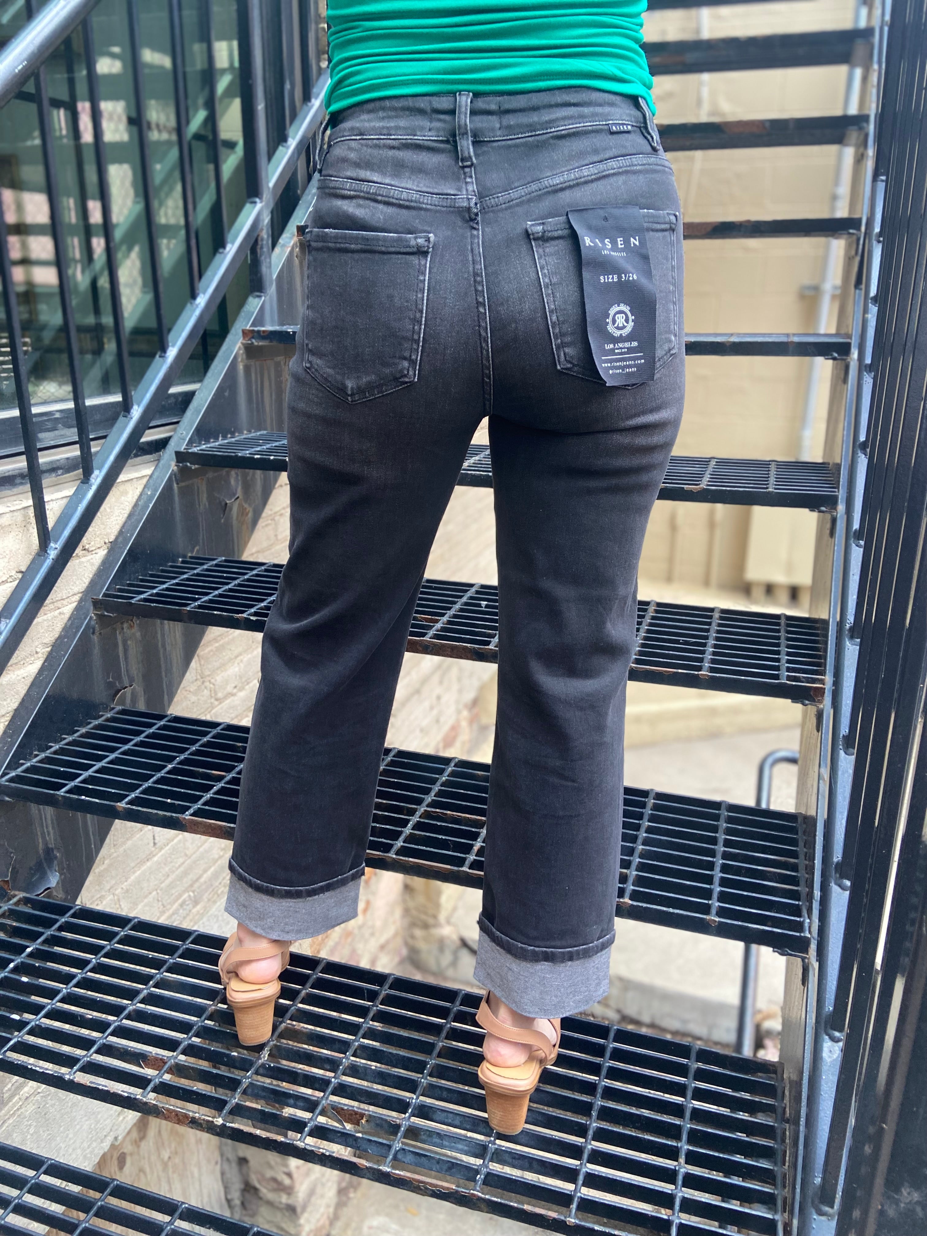 Karen Black Straight Leg Risen Jeans