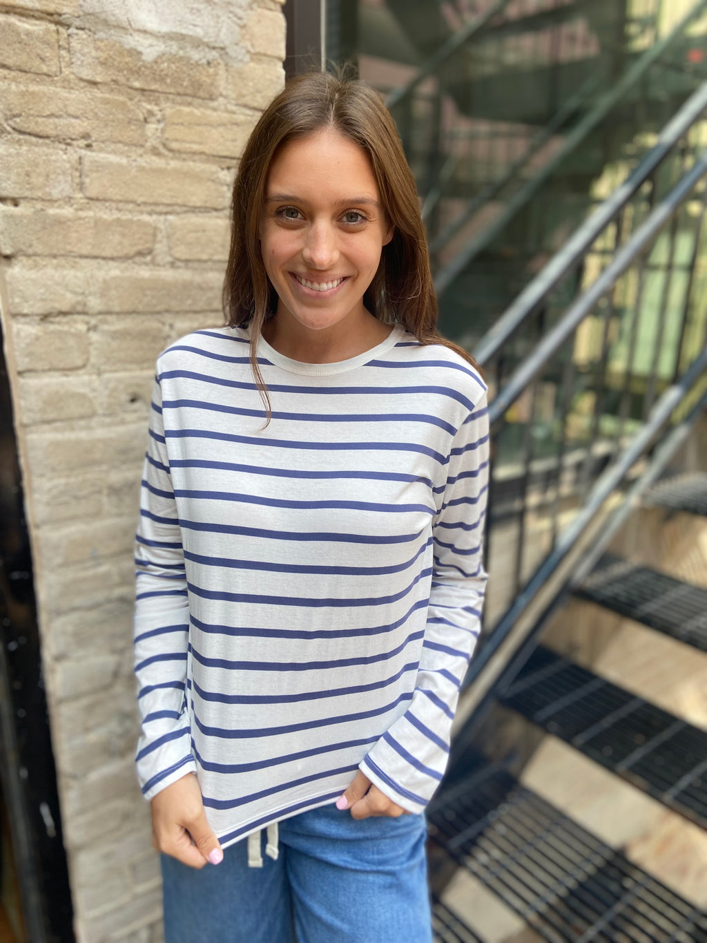 Charles Blue & White Stripe Long Sleeve