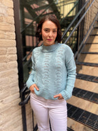 Marley Pale Blue Knit Long Sleeve Top