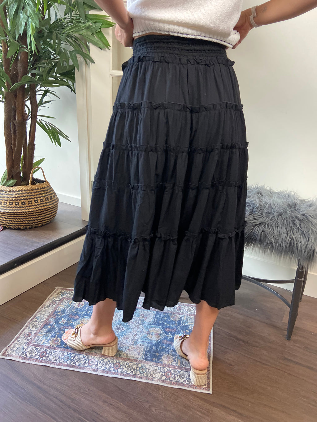 Yara Black Tired Maxi Skirt - MK Threads Boutique