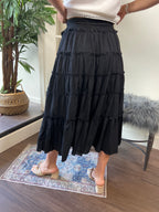 Yara Black Tired Maxi Skirt - MK Threads Boutique