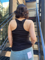 Emma Black Square Neck Button Tank Top - MK Threads Boutique