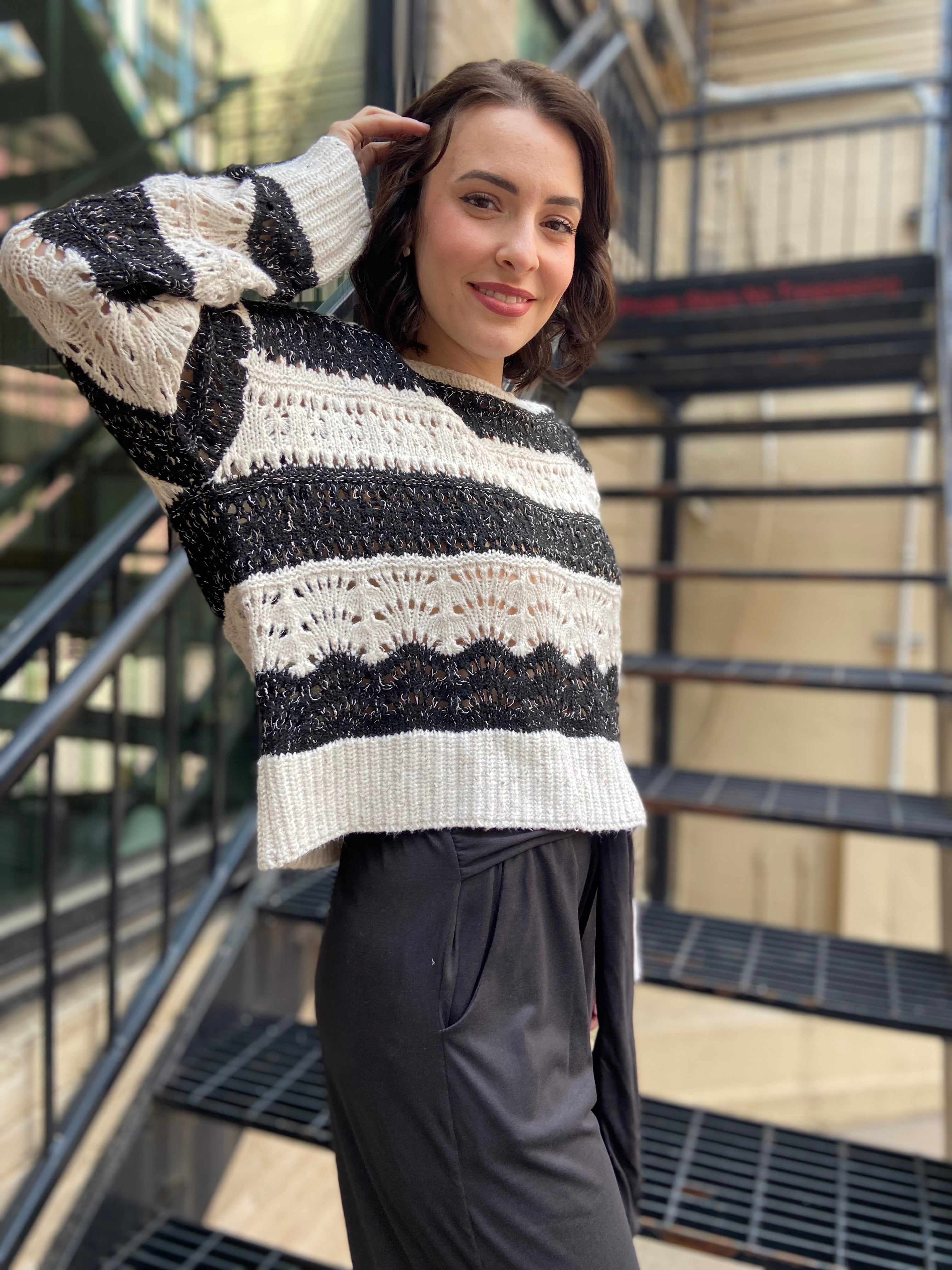 Ozia Black & White Stripe Sweater