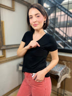 Kendall Black Oversized V-Neck Top - MK Threads Boutique