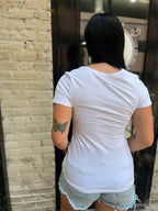 Sia White Basic V-Neck Top