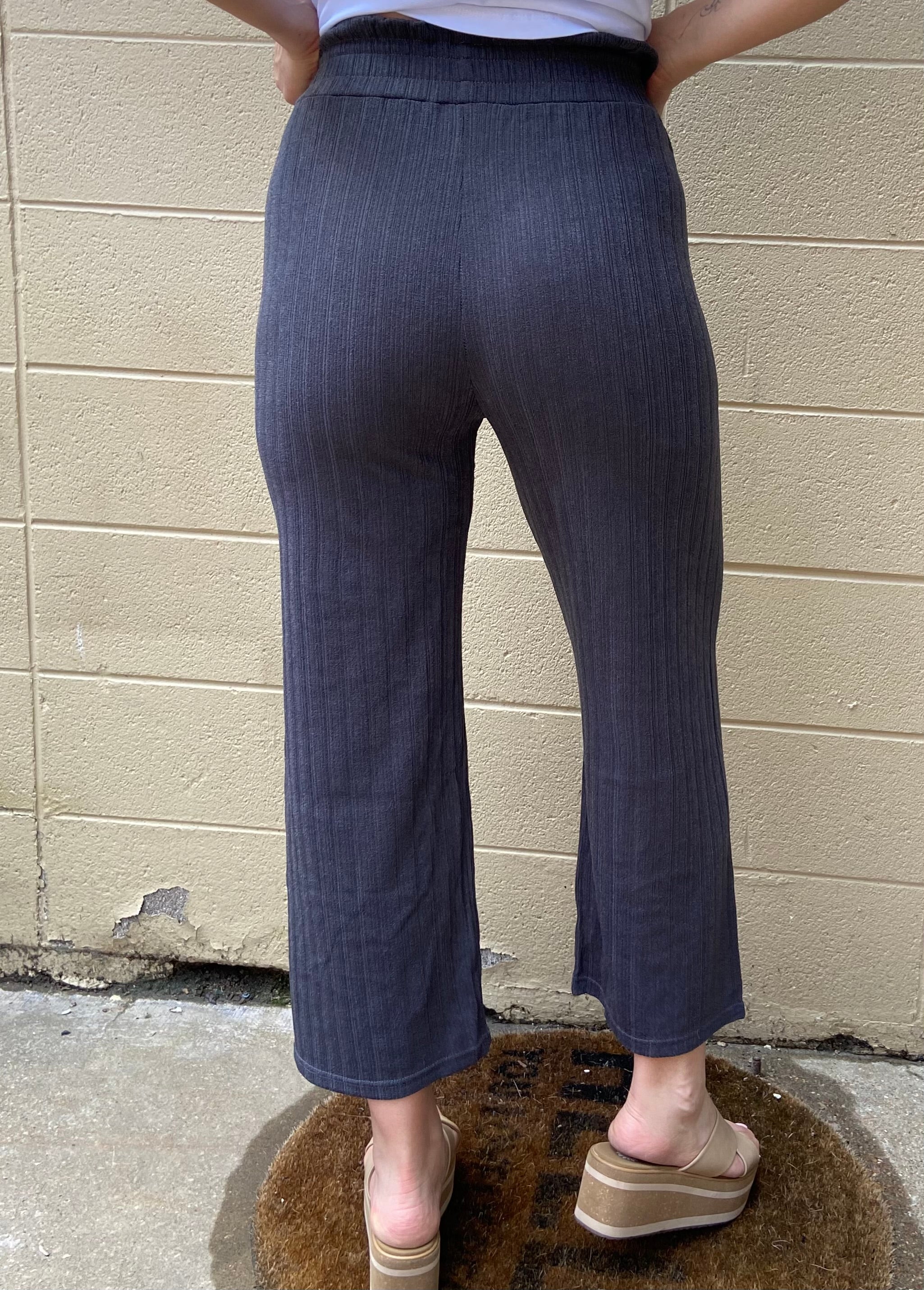 Kaia Charcoal Wide Leg Knit Pants - MK Threads Boutique
