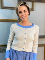 Joe White Cardigan With Blue Details