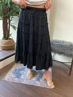 Yara Black Tired Maxi Skirt - MK Threads Boutique