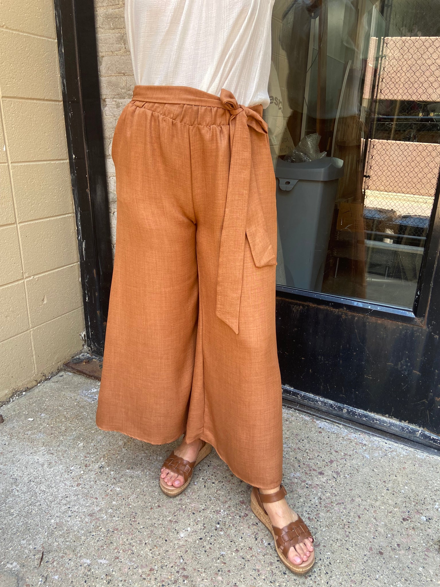 Cora Rust Cropped Tie Pants