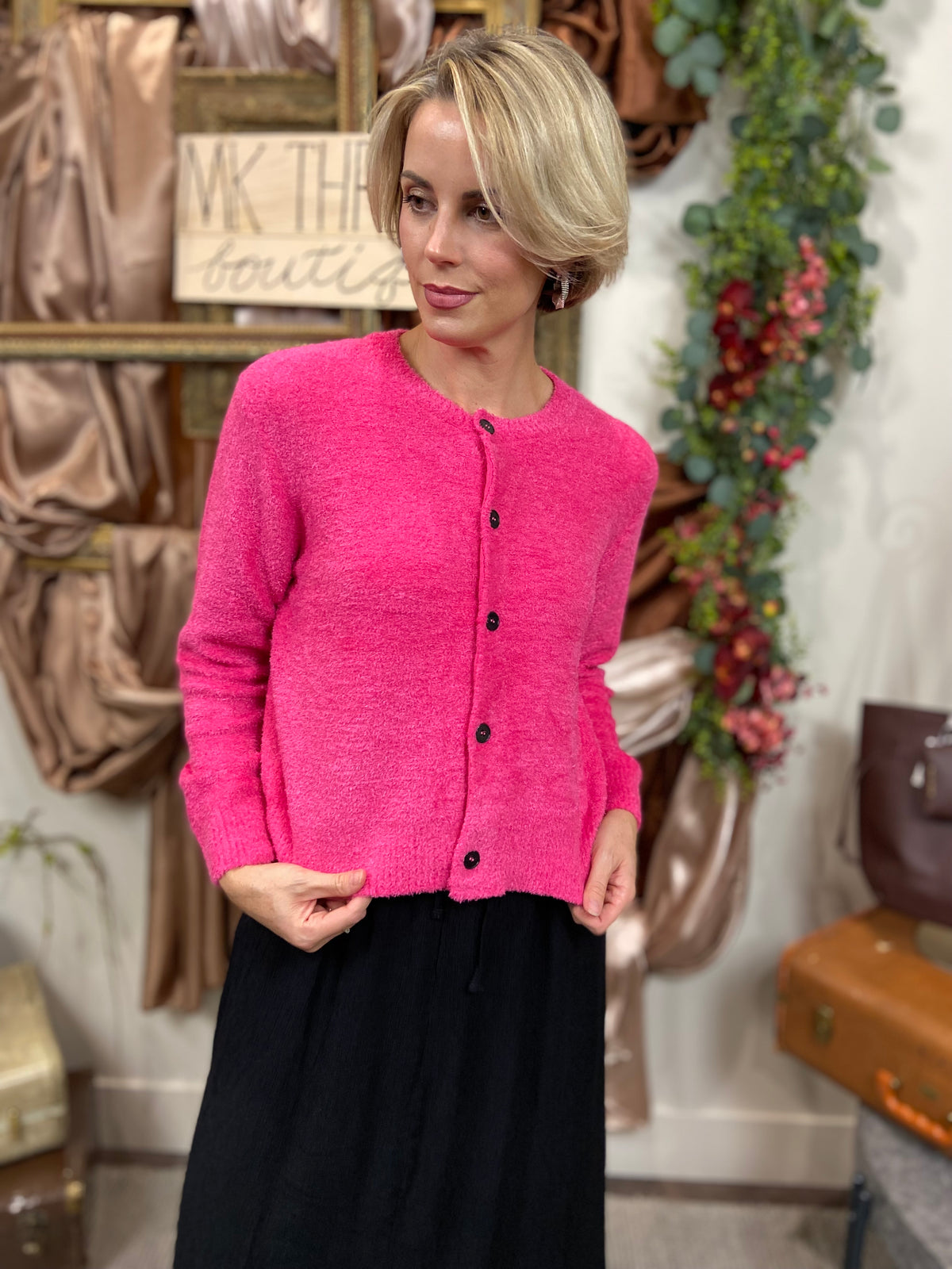 Becca Hot Pink Chunky Cardigan