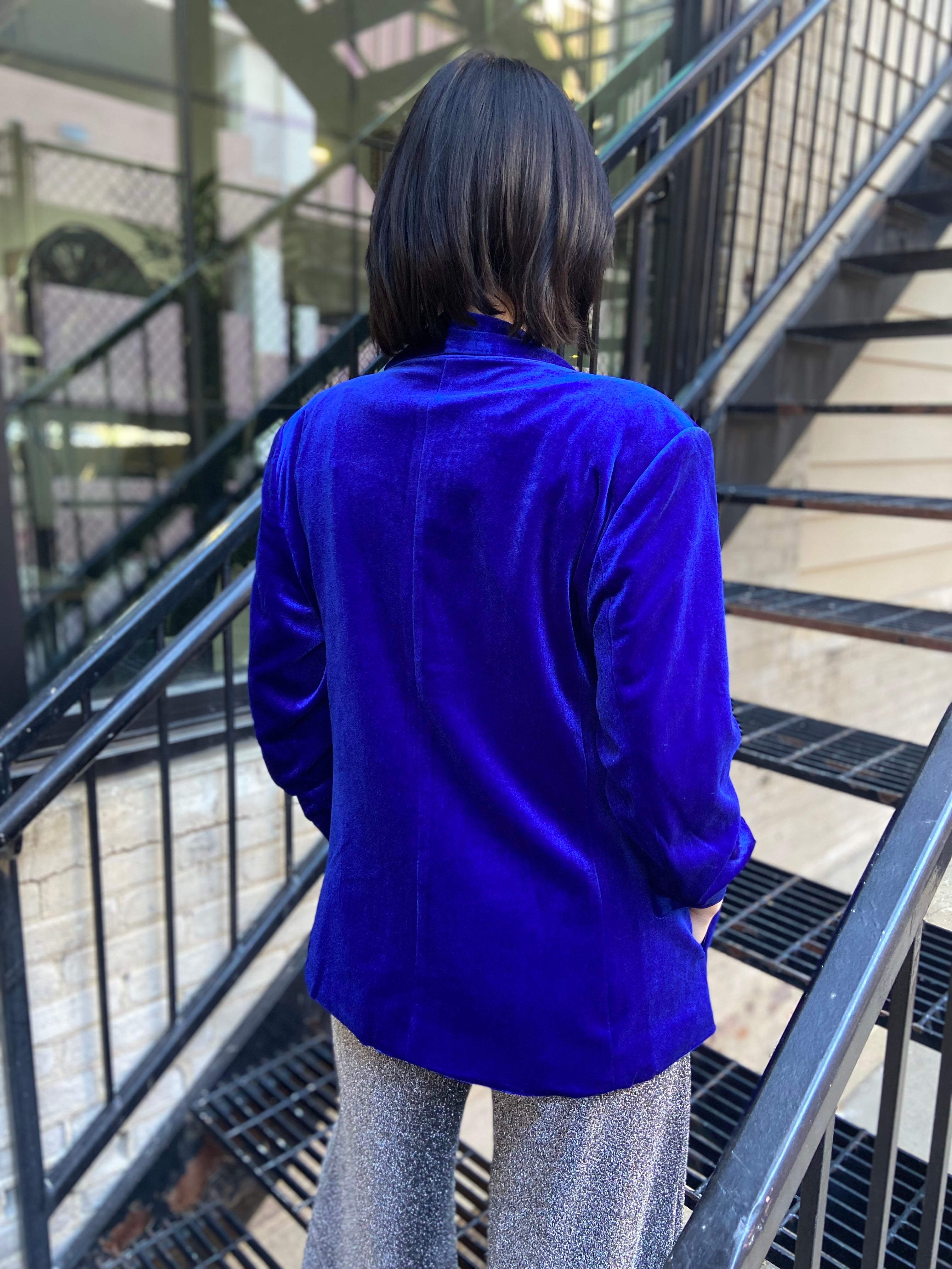 Finley Royal Blue Velvet Blazer Jacket