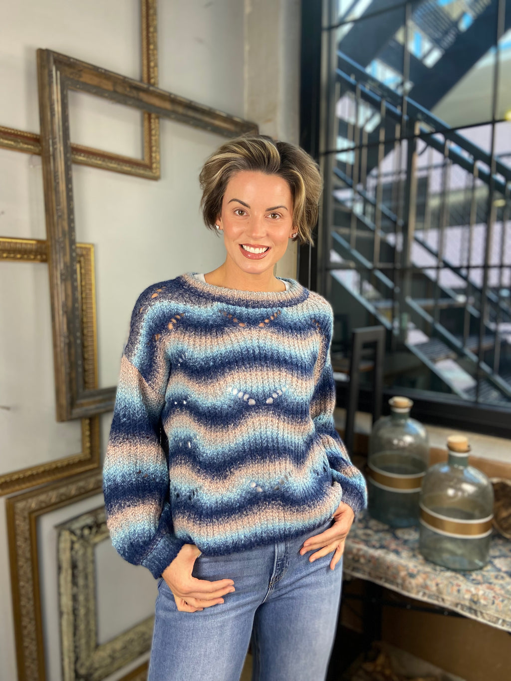 Aria Blue Gradient Sweater