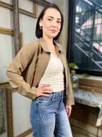 Cole Mocha Cropped Zip Up Jacket