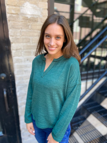 Green v neck sweater