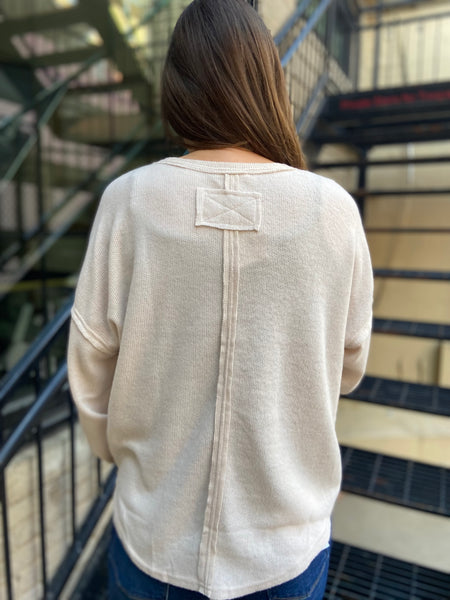 Back View of oatmeal colored top