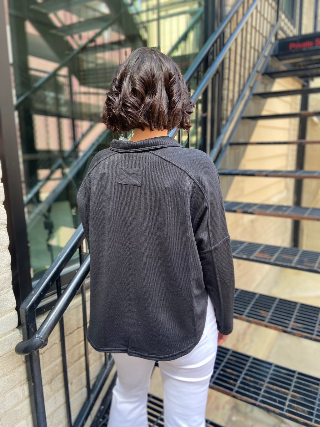 Corey Black Henley Knit Sweater Top