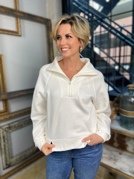 Kaylee Ivory Half Zip Sweatshirt