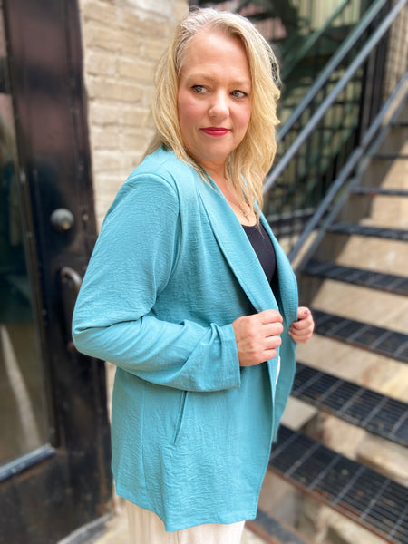 Lynn Teal Blue Plus Size Blazer