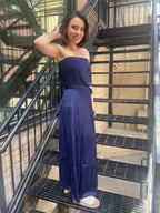 Nico Navy Strapless Tie Waist Maxi Dress - MK Threads Boutique