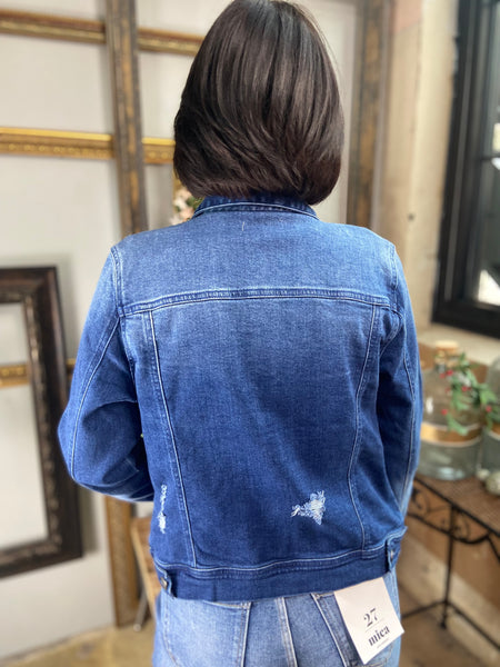 Lexie Dark Wash Risen Denim Jacket