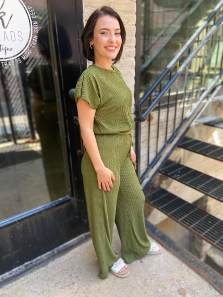 Cactus Crinkled Plisse Jumpsuit