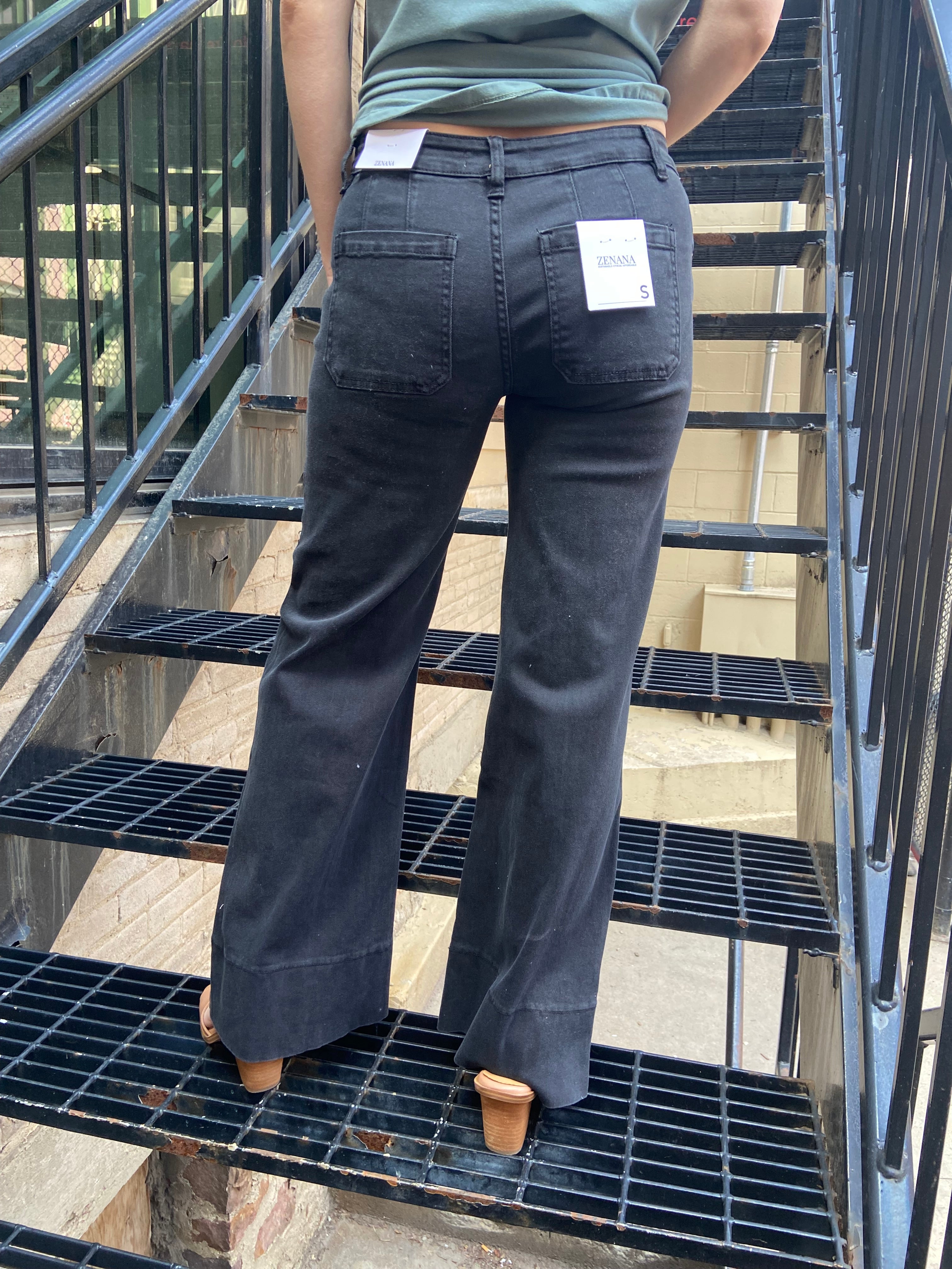 Emmy Black Mid Rise Wide Leg Jeans - MK Threads Boutique