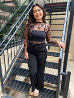 Jodie Black Ribbed Drawstring Pants - MK Threads Boutique