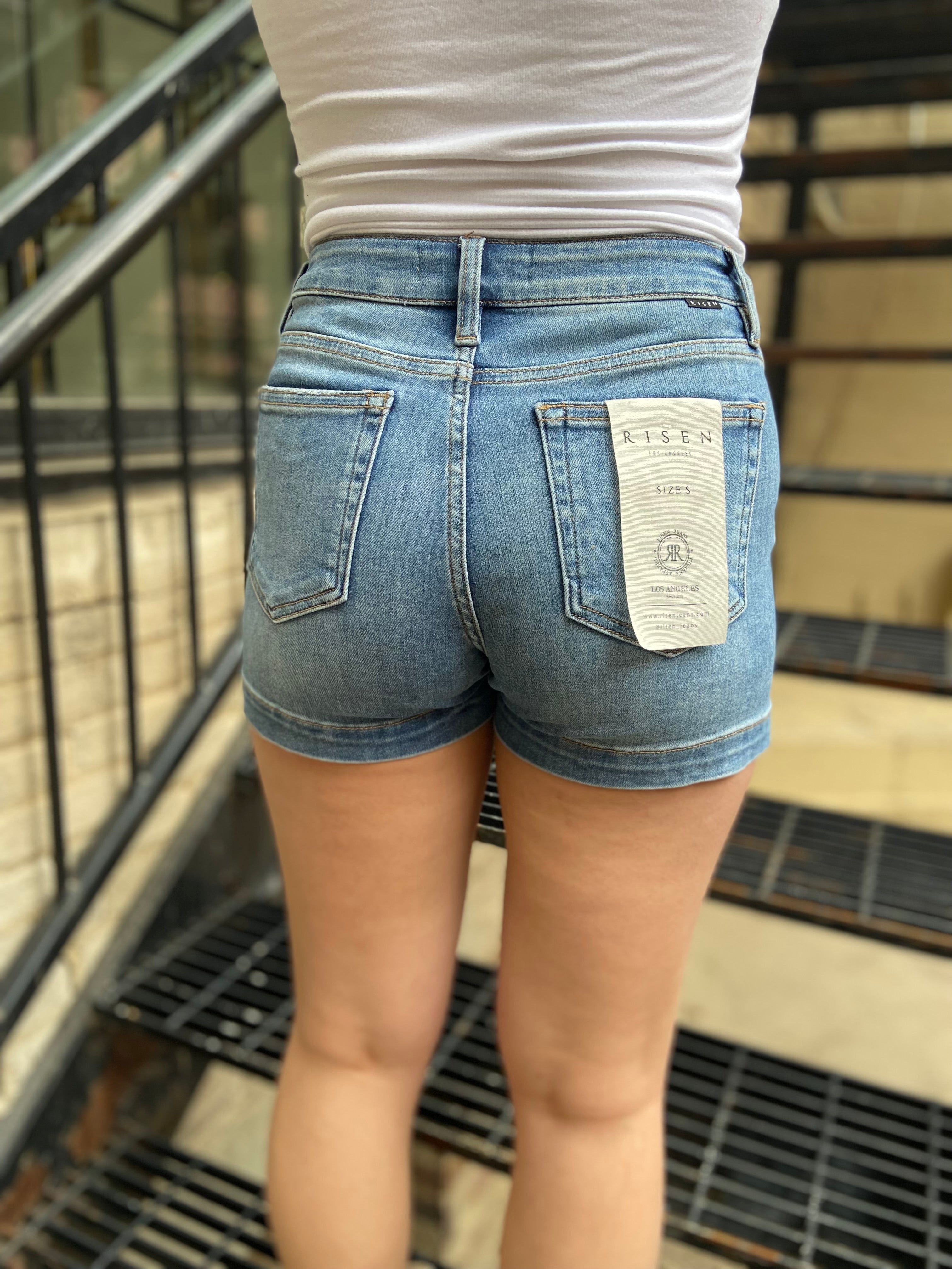 Cora Denim High Rise Risen Shorts - MK Threads Boutique