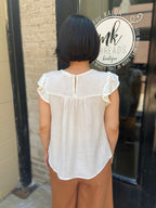 Vireo White Floral Embroidered Detail Top