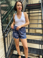 Casey Blue Bandana Drawstring Linen Shorts