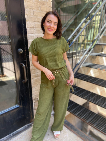 Cactus Crinkled Plisse Jumpsuit