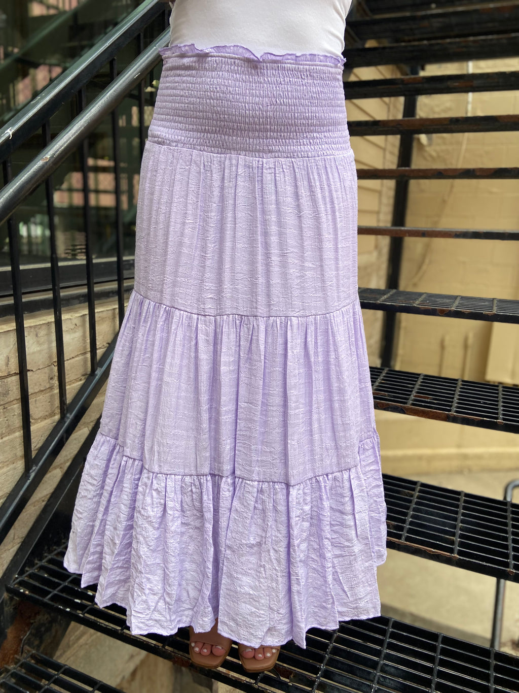 Solene Lavender Tiered Maxi Skirt - MK Threads Boutique
