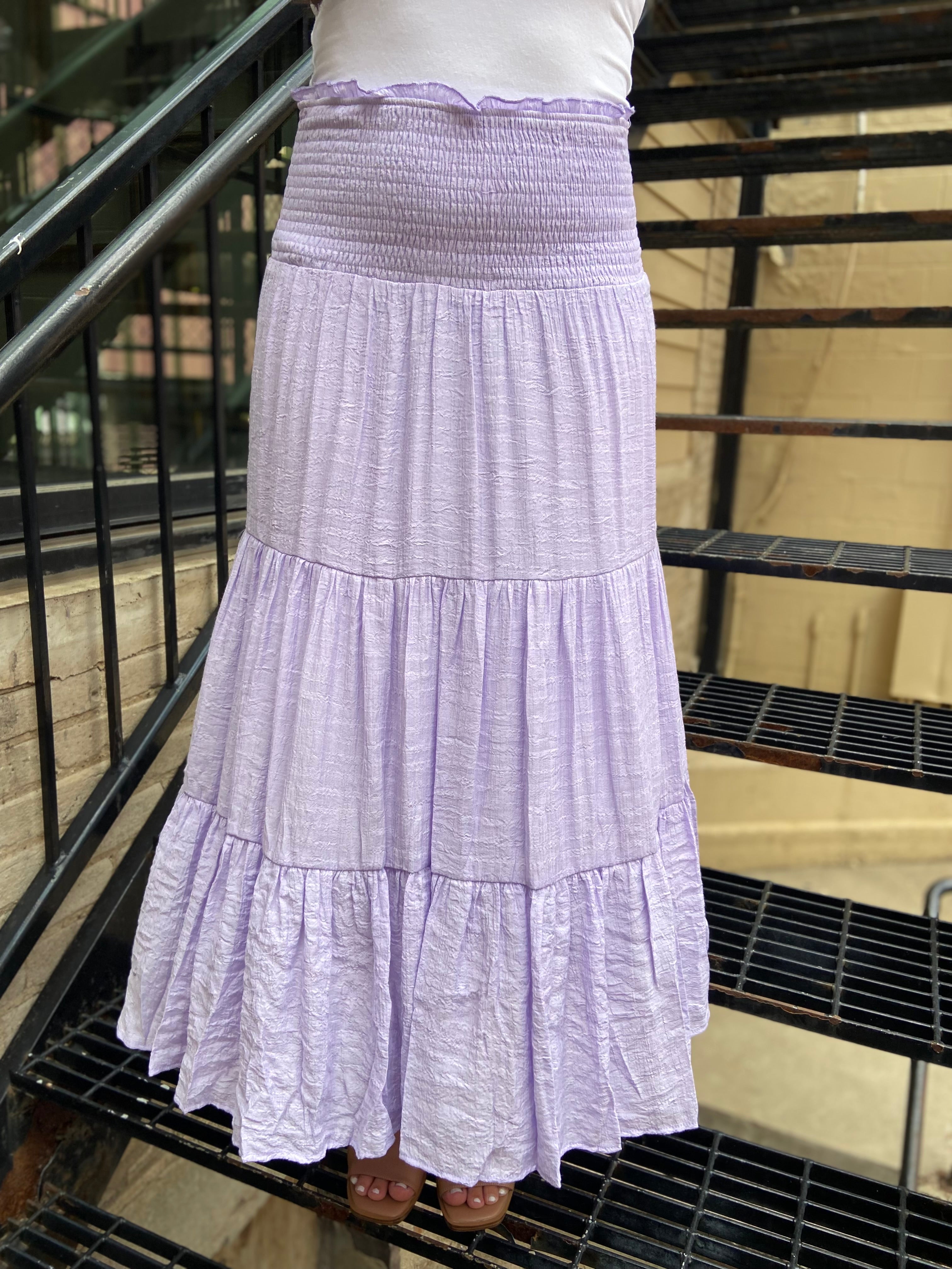 Solene Lavender Tiered Maxi Skirt - MK Threads Boutique