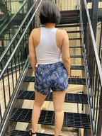 Casey Blue Bandana Drawstring Linen Shorts