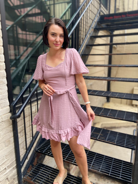 Maya Dusty Pink Detail Mini Dress