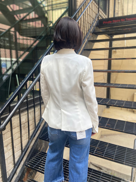 Saffron Off-White Front Button Blazer