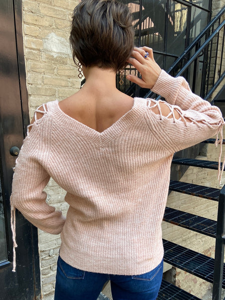 Milan Blush Cold Shoulder Sweater
