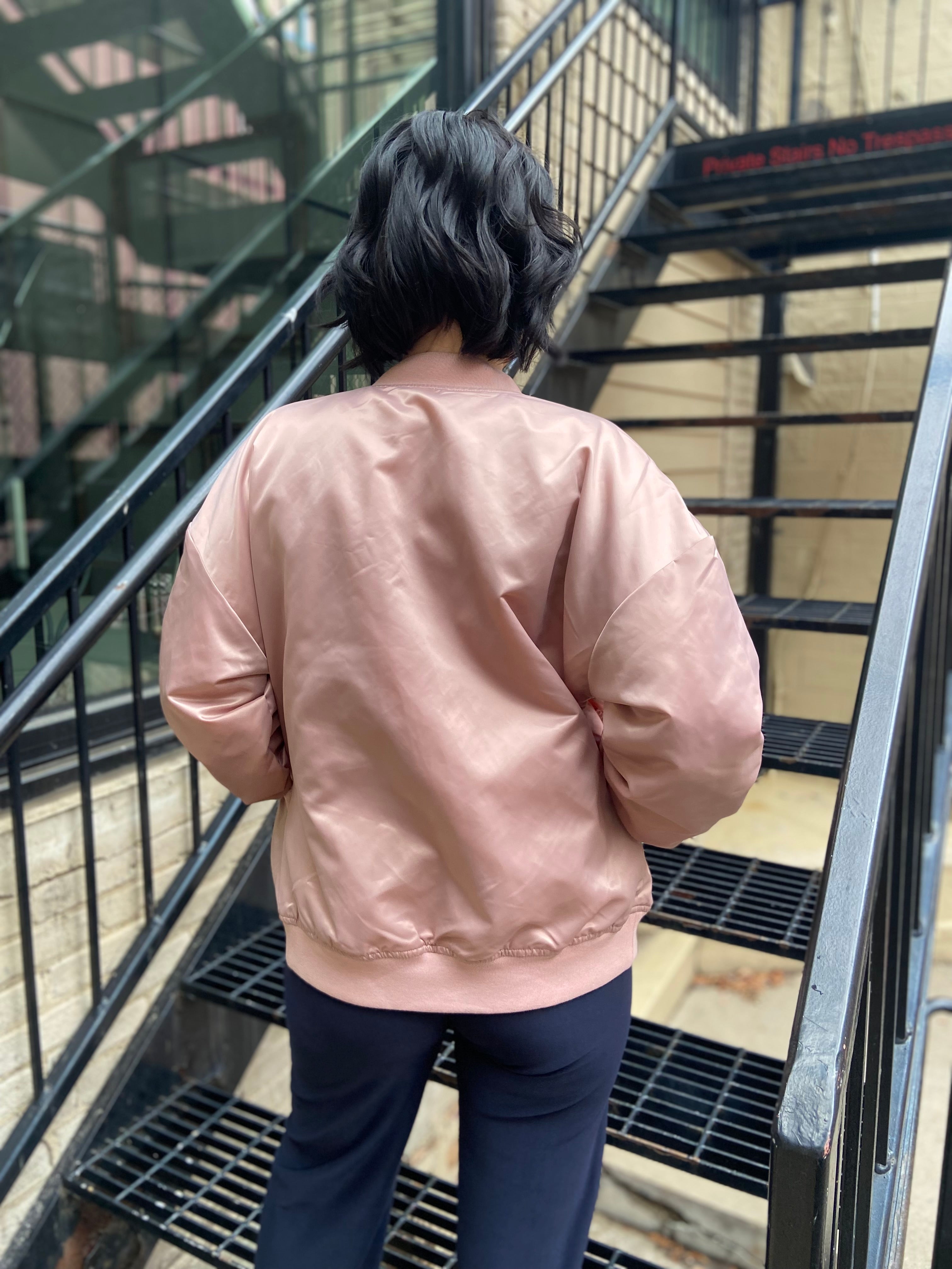 Skylar Rose Satin Bomber Jacket